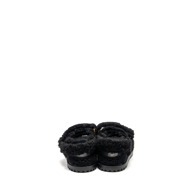 Dior Size 37 Dioract Sandal Shearling/Sheepskin Black GHW