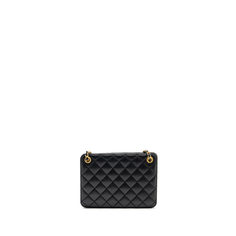 CHANEL Giant CC Logo Mini Tote Bag Lambskin Black GHW