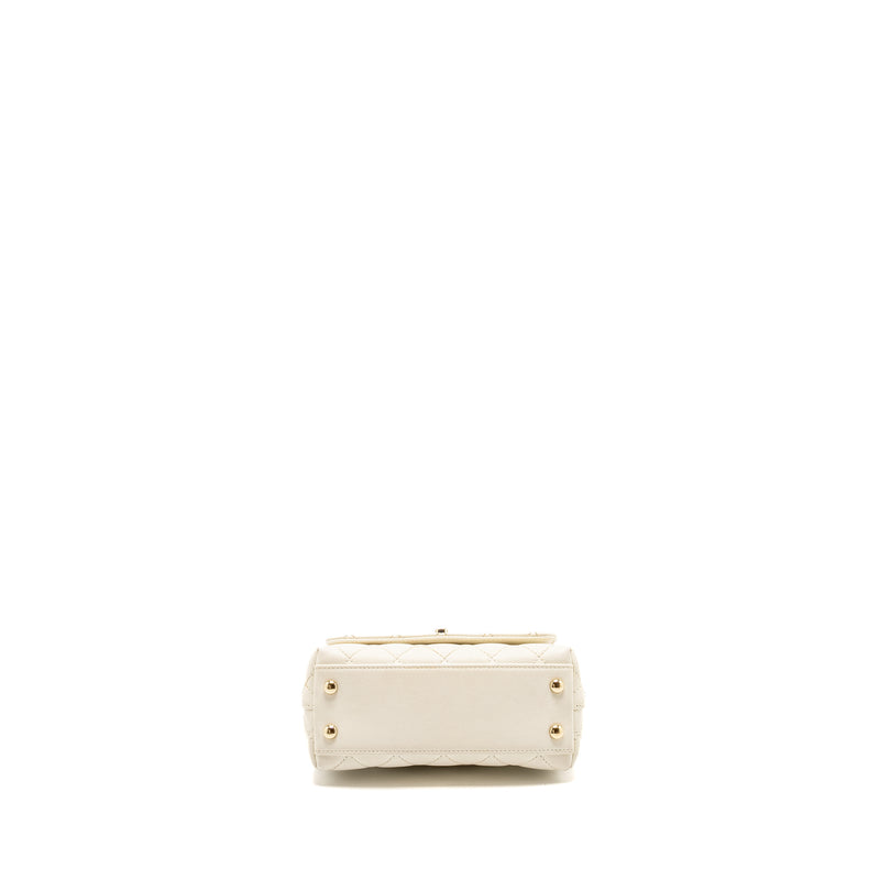 Chanel Mini Coco Handle Caviar White LGHW (Microchip)