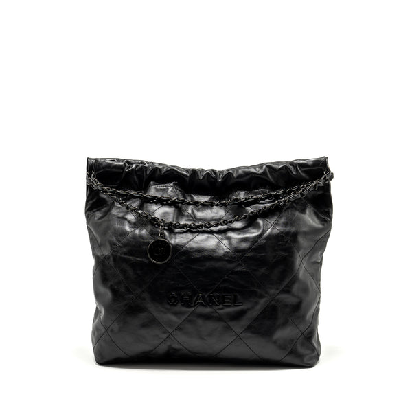 Chanel Medium 22 Bag Calfskin So Black (microchip)