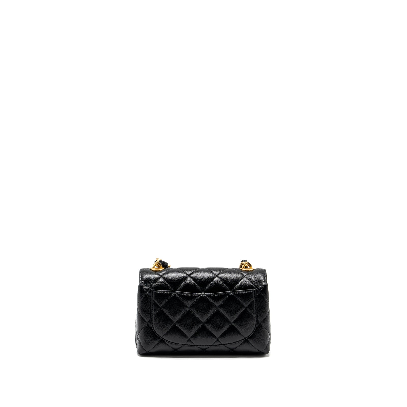 Chanel 23P quilted flap bag with giant chain caviar black brushed GHW
