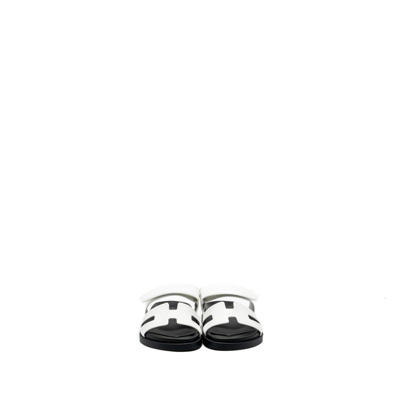 Hermes size 36 chypre sandal calfskin white / black