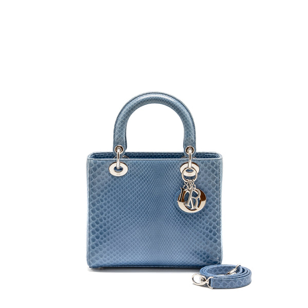 Dior Medium Lady Dior Python Blue SHW