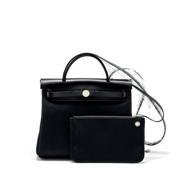 Hermes Herbag 31 Zip Bag Canvas/Hunter Black SHW Stamp B