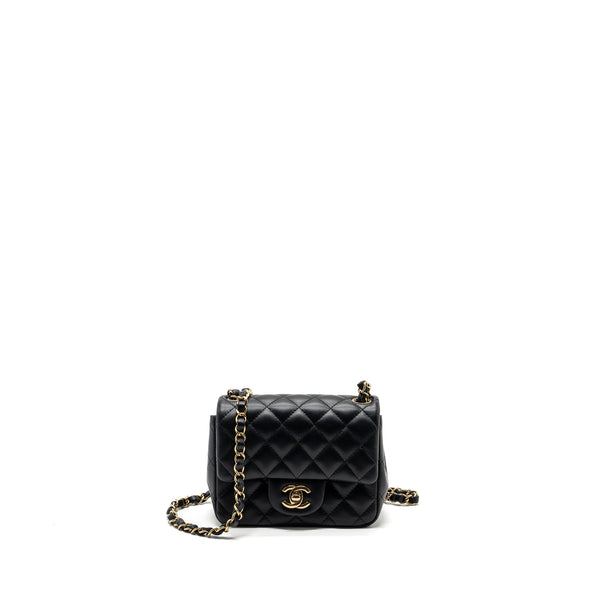 Chanel Mini Square Flap Bag Lambskin Black GHW (Microchip)