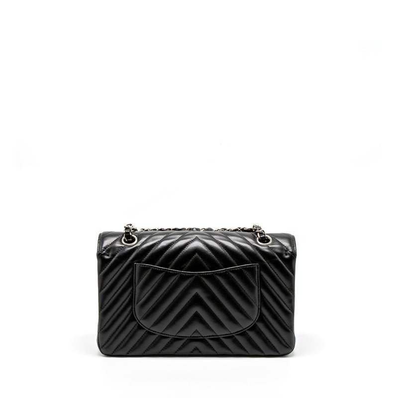 Chanel Medium Classic Double Flap Bag Chevron Caviar Black SHW