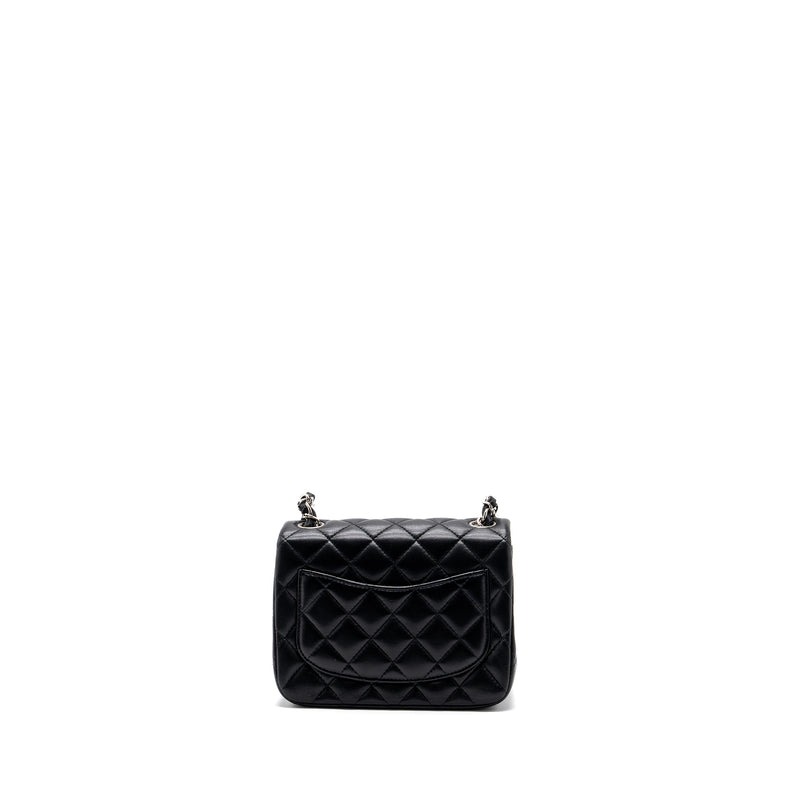 Chanel mini square flap bag lambskin black SHW