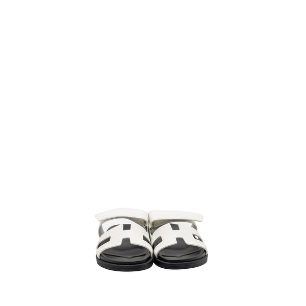 Hermes Size 37 Chypre Sandals Calfskin White SHW