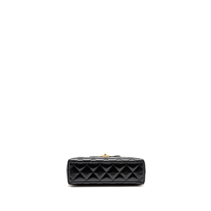 Chanel mini kelly shopping tote bag calfskin black GHW (microchip)