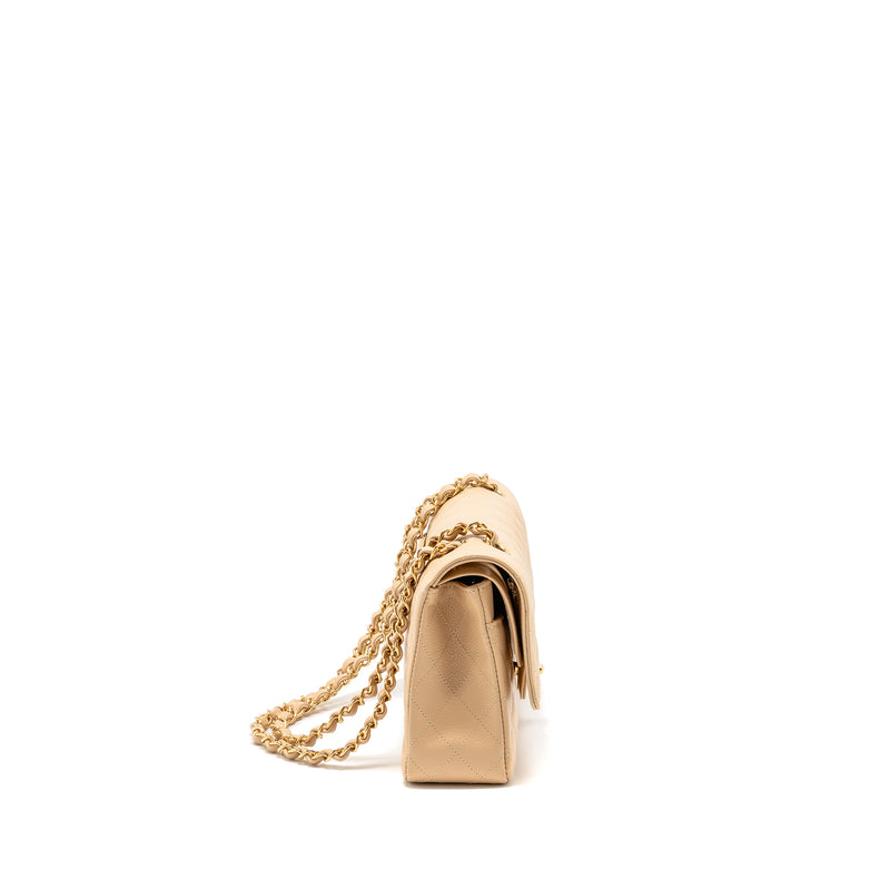 Chanel Medium Classic Double Flap Bag Caviar Beige LGHW (Microchip)