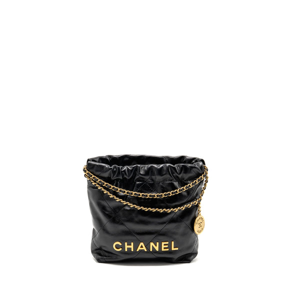 Chanel Mini 22 Bag Shiny Calfskin Black GHW (microchip)