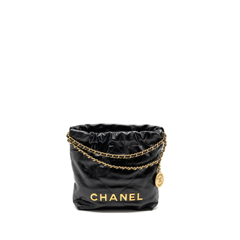 Chanel Mini 22 Bag Shiny Calfskin Black GHW (microchip)
