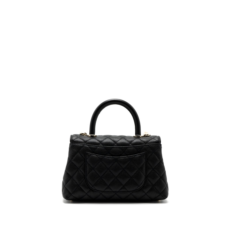 chanel small coco handle caviar black LGHW (microchip)