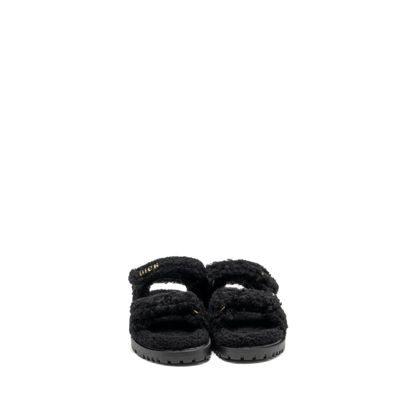 Dior Size 37 Dioract Sandal Shearling/Sheepskin Black GHW
