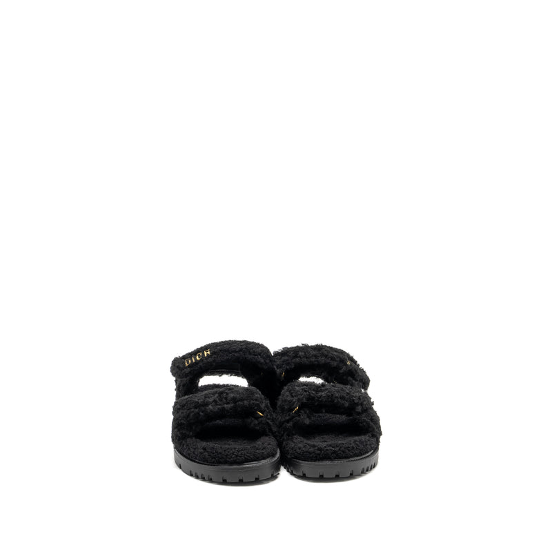 Dior Size 37 Dioract Sandal Shearling/Sheepskin Black GHW