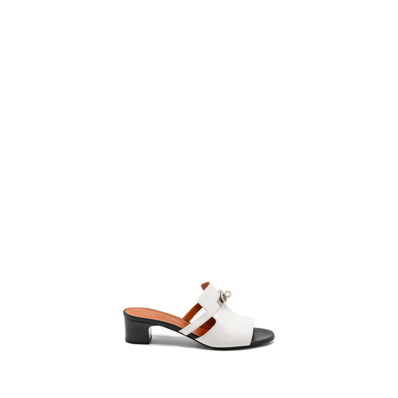 Hermes Size 38.5 Candy Sandal Leather White SHW