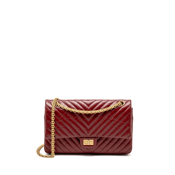 Chanel 2.55 226 Reissue Double Flap Bag Chevron Aged Calfskin Red GHW