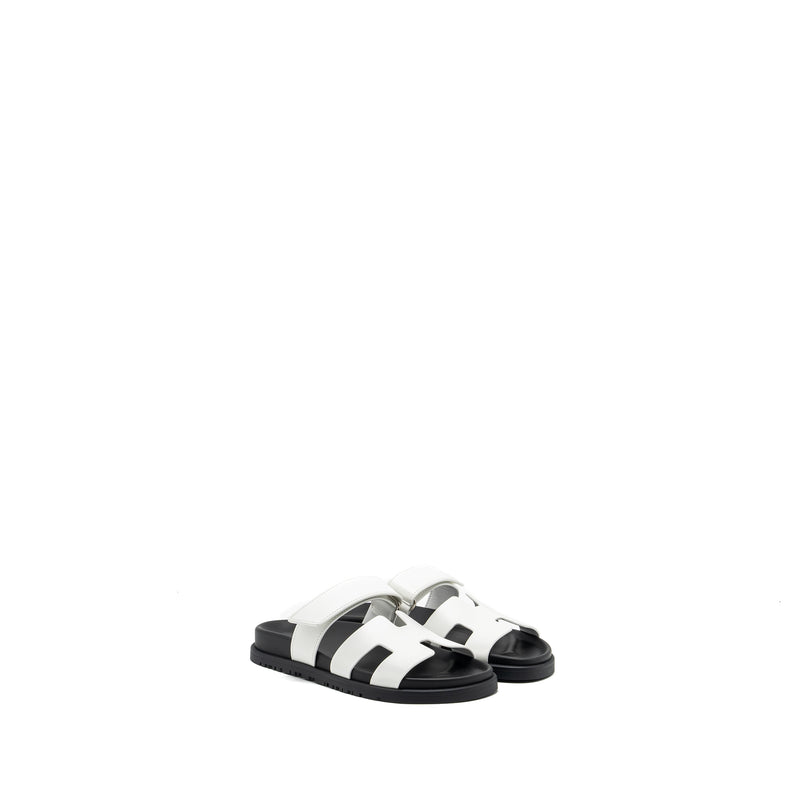 Hermes size 36 chypre sandal calfskin white / black