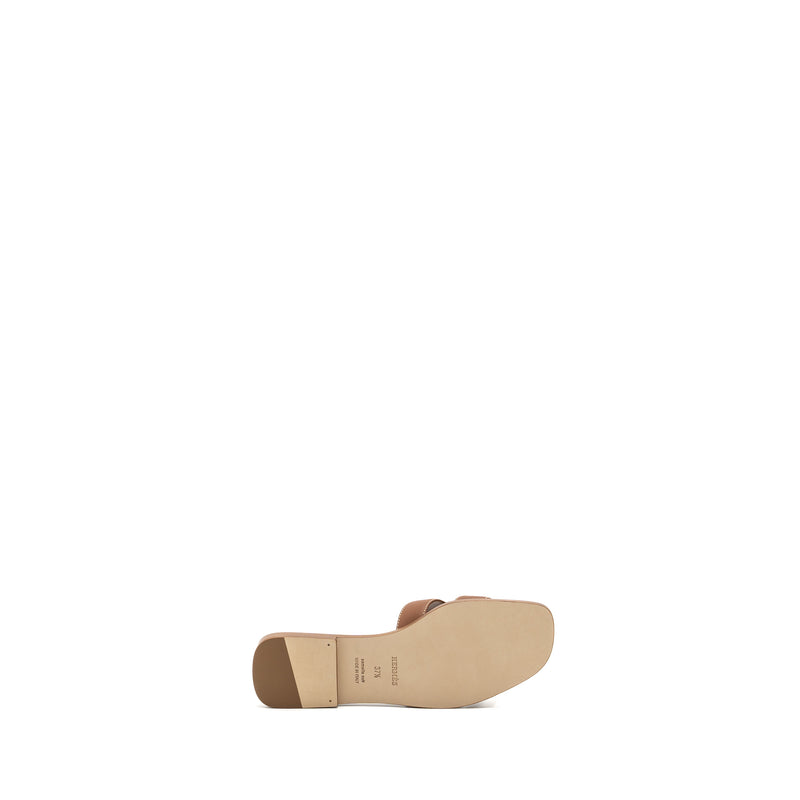 Hermes size 37.5 oran sandals box calfskin gold