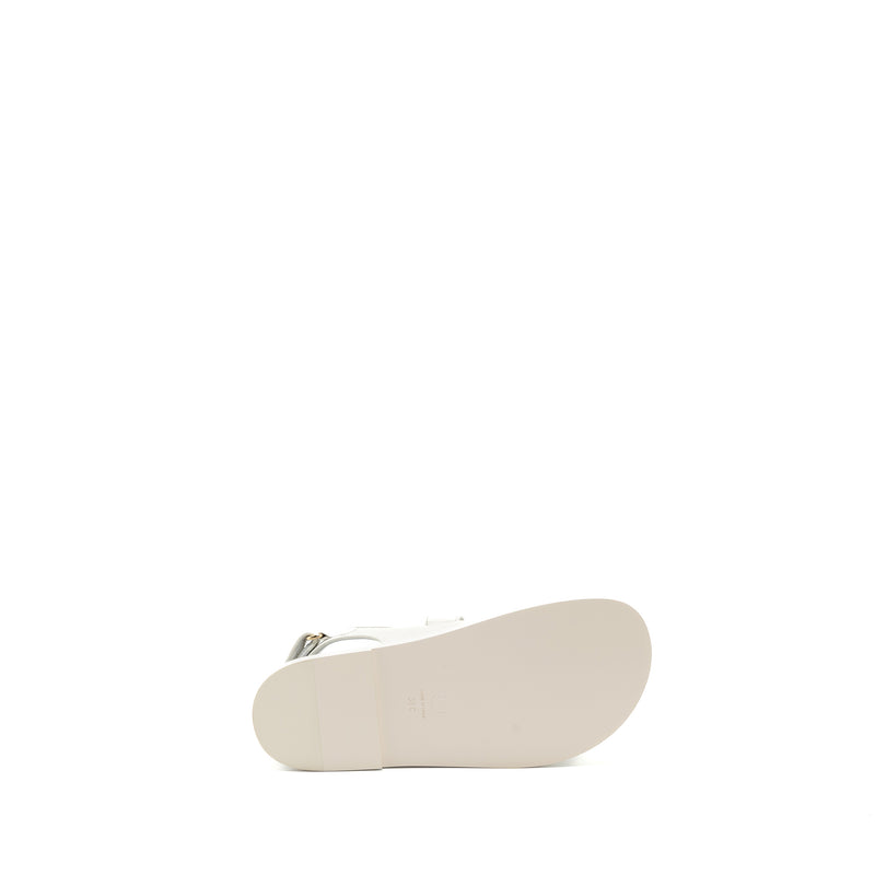Chanel Size 38 Dad Sandals Caviar White LGHW