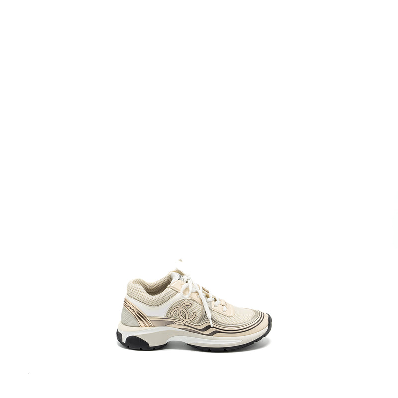 Chanel Size 37.5 Metallic Trainer/Sneaker Gold/Silver