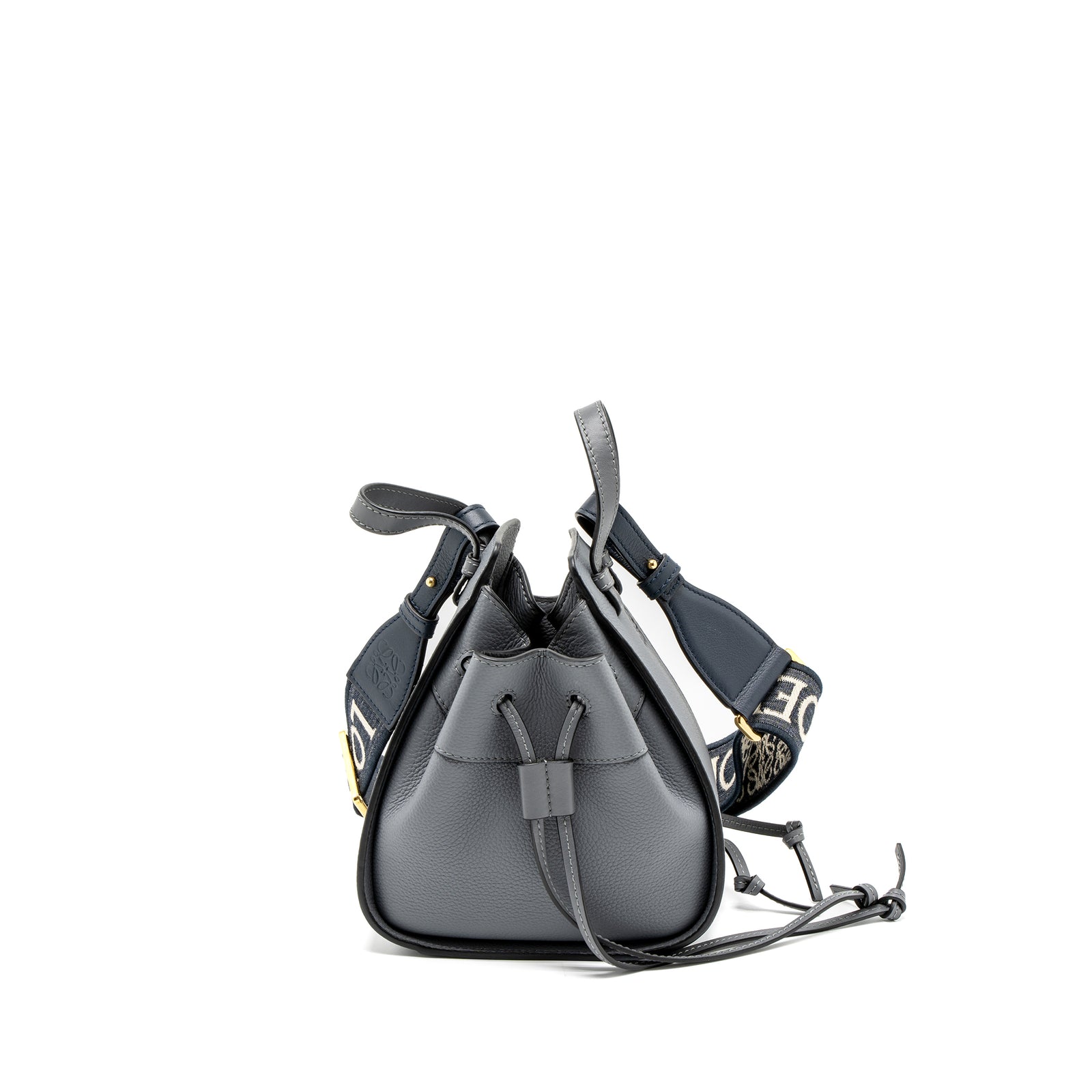 Loewe Mini Hammock Drawstring in Soft Grained Calfskin Asphalt Grey GH