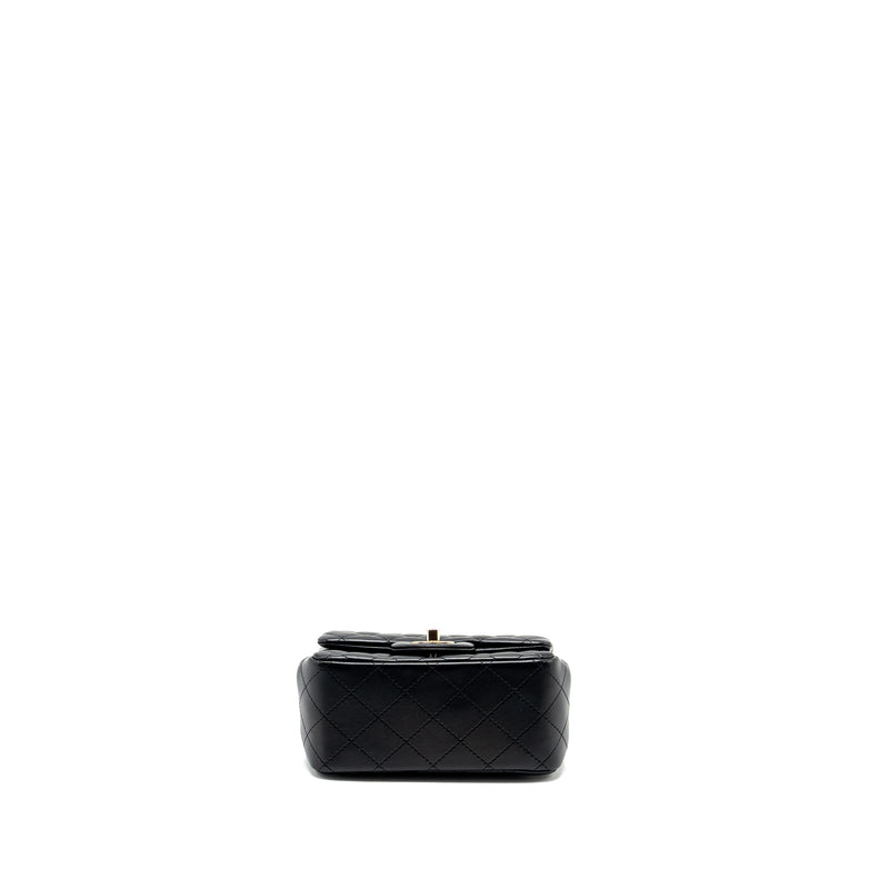 Chanel Mini Square Flap bag Lambskin Black LGHW (Microchip)
