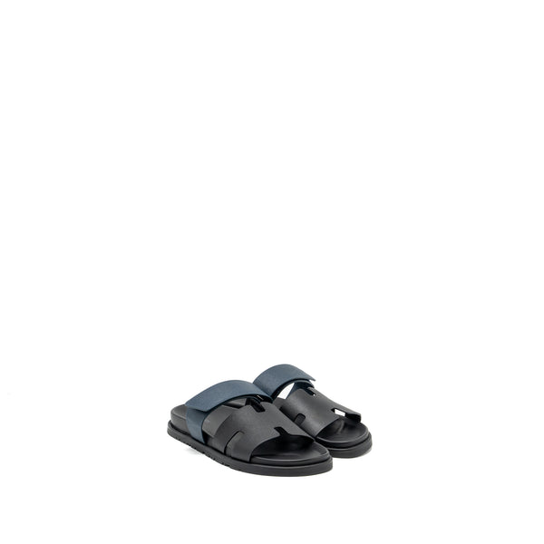 Hermes Size 39 Chypre Sandals Black/Blue