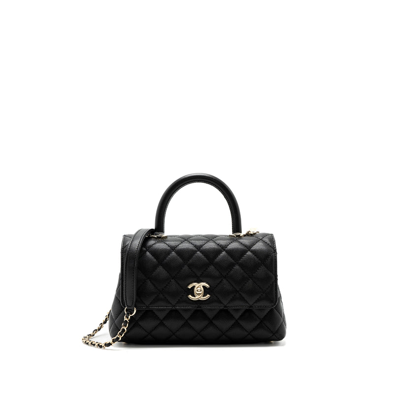 chanel small coco handle caviar black LGHW (microchip)