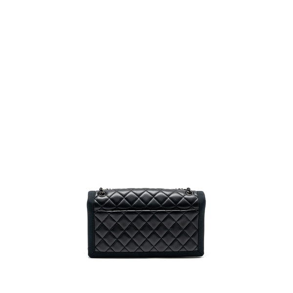 Chanel Quilted Flap Bag Lambskin/Fabric SO Black