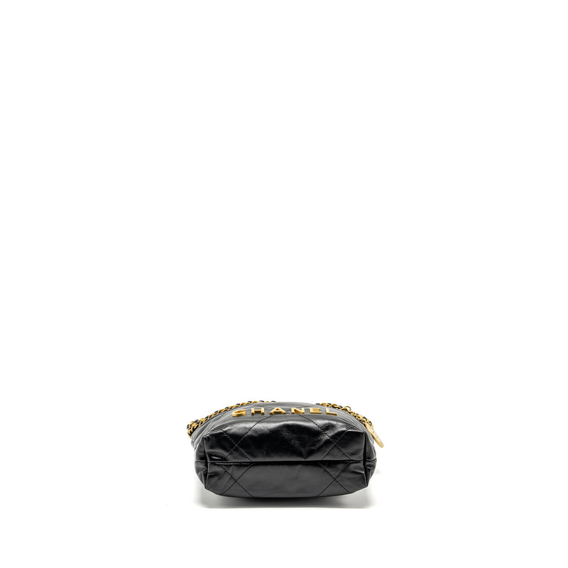 Chanel Mini 22 Bag Shiny Calfskin Black GHW (microchip)