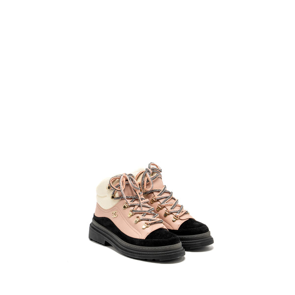 Chanel size 38 ankle bookts multicolor cream / pink / black