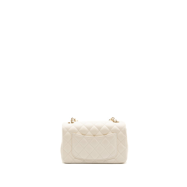 Chanel Mini Rectangular Flap Bag Lambskin White LGHW (microchip)