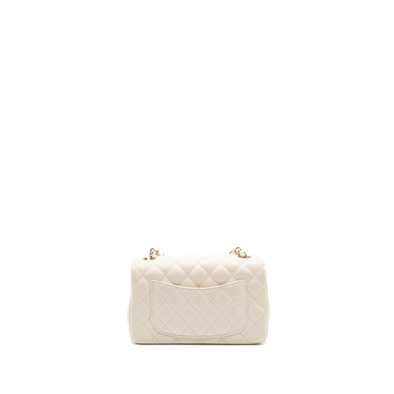 Chanel Mini Rectangular Flap Bag Lambskin White LGHW (microchip)