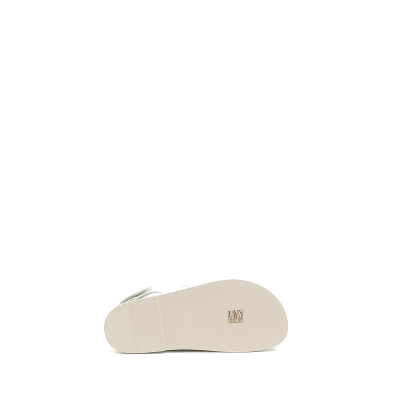 Chanel Size 38 Dad Sandals Caviar White LGHW