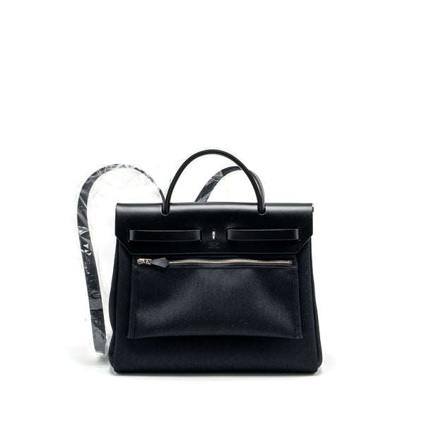 Hermes Herbag 31 Zip Bag Canvas/Hunter Black SHW Stamp B