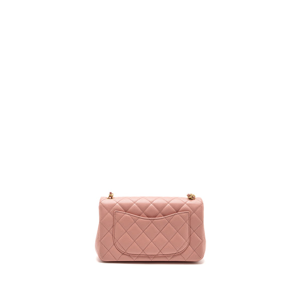 Chanel Pearl Crush mini Rectangular flap bag lambskin pink GHW (Microchip)