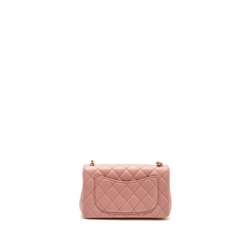 Chanel Pearl Crush mini Rectangular flap bag lambskin pink GHW (Microchip)