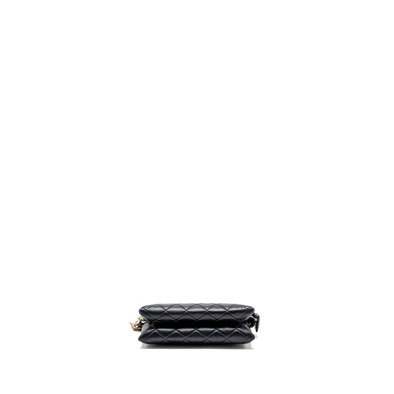 Chanel Coco Charms Quilted Pouch Bag Lambskin Black GHW