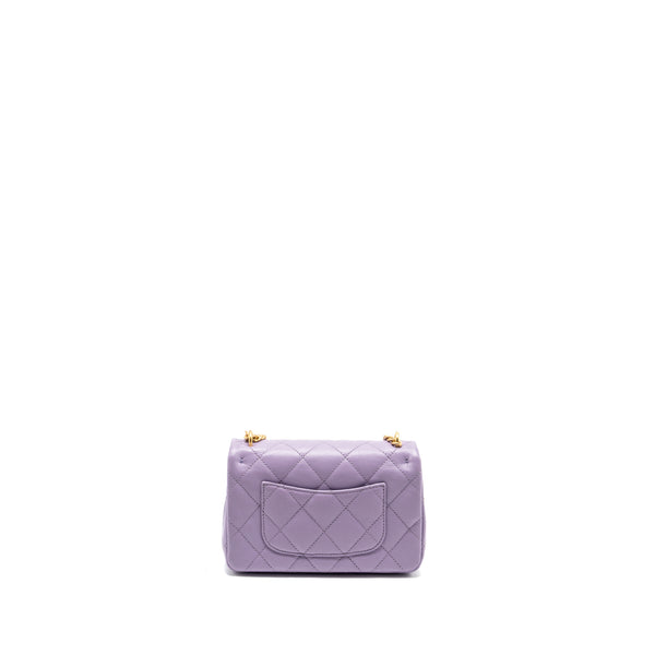 Chanel 24p Coco Love Mini Flap Bag Adjustable Chains Caviar Light Purple GHW (Microchip)
