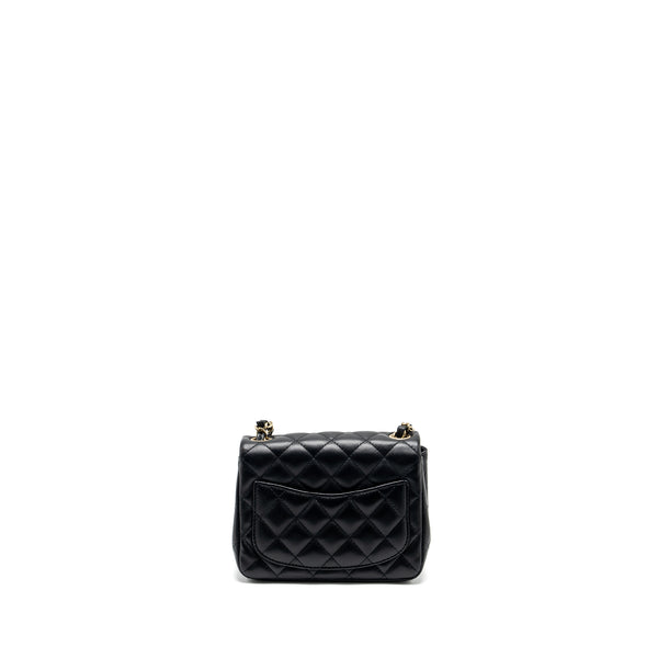 Chanel Mini Square Flap bag Lambskin Black LGHW (Microchip)