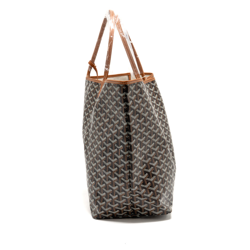 Goyard Saint Louis GM Tote Goyardine Canvas Black/Brown SHW
