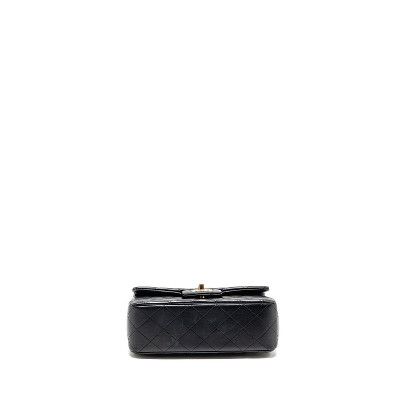 CHANEL Top Handle Mini Rectangular Flap Bag Lambskin Black LGHW (Microchip)