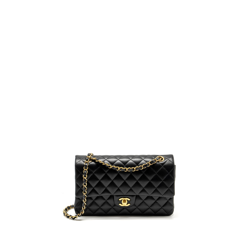 Chanel Medium Classic Double Flap Bag Lambskin Black GHW (microchip)