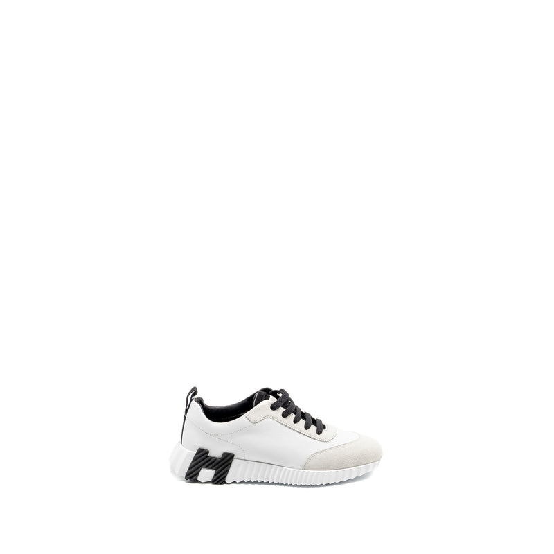 HERMES Size 38.5 Bouncing Sneakers leather Blanc / Noir