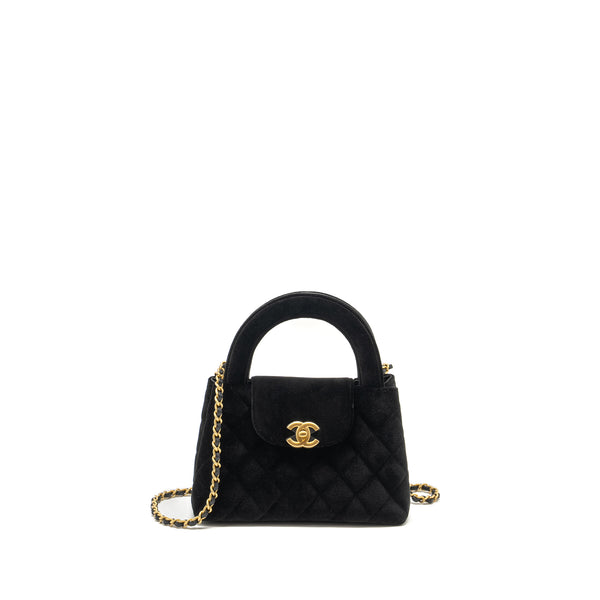 Chanel 24a Mini Shopping Tote/Mini Kelly Velvet Black GHW (microchip)