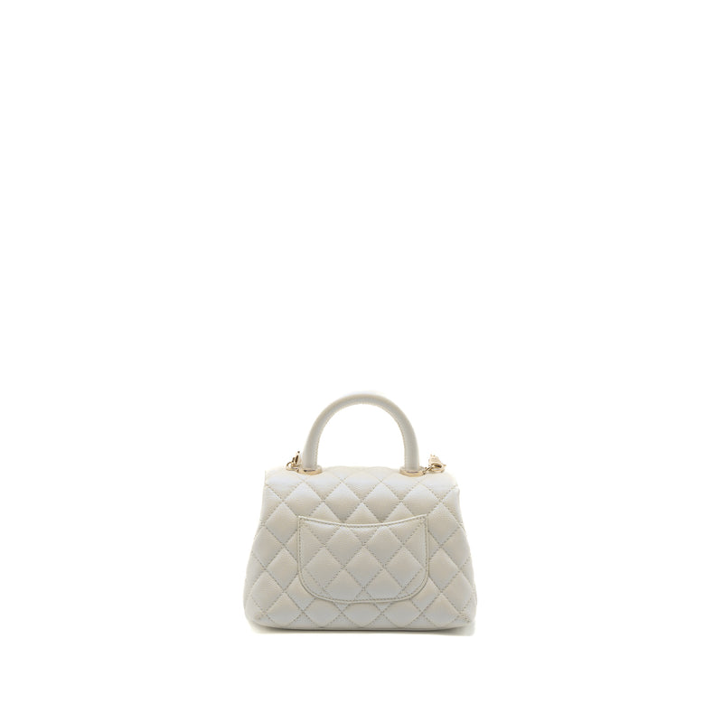 Chanel Mini Coco Handle Caviar Iridescent White LGHW