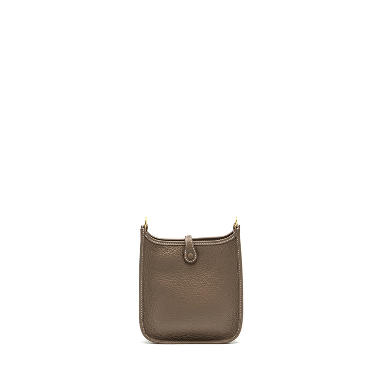 Hermes mini evelyn clemence etoupe/blue indigo GHW stamp U