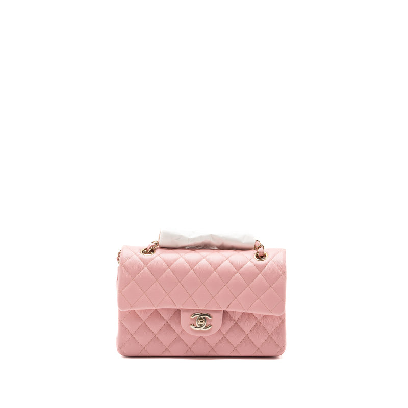 Chanel 22c Small Classic Double Flap Bag Caviar Light Pink LGHW(microchip)