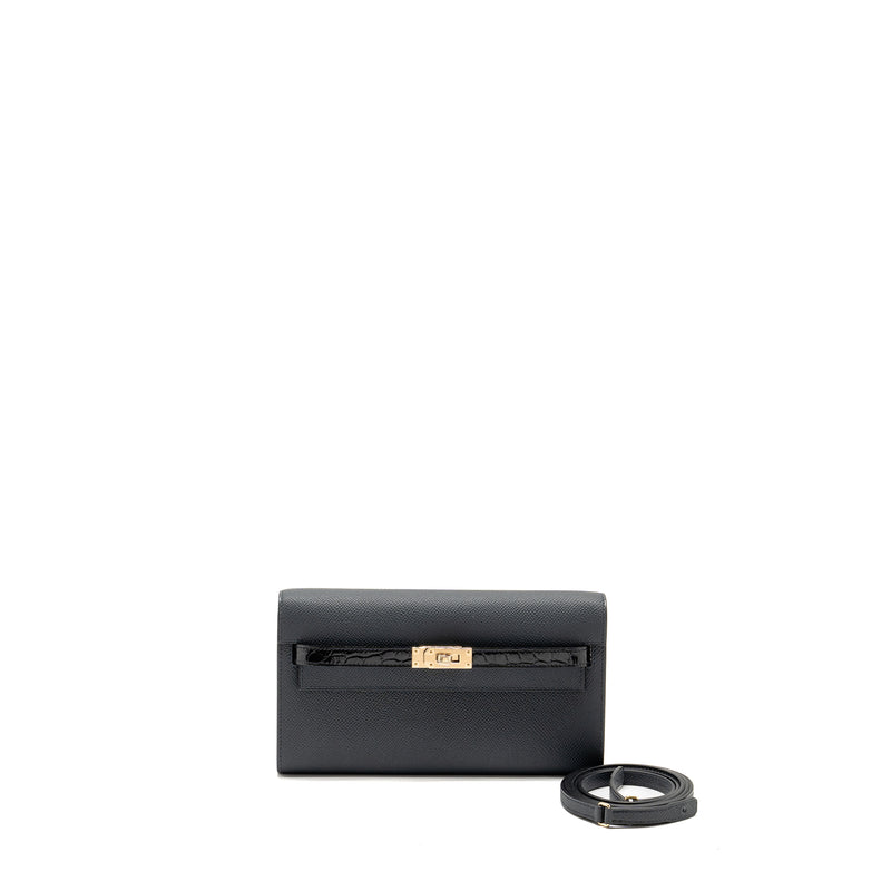 Hermes Kelly To Go Alligator Touch Epsom Gris Misty LGHW Stamp W